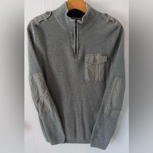 EXPRESS Grey Ribbed 3/4 Zip Sweater Men’s Size SMALL